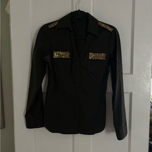 Express Essential Stretch Shirt in Olive Green